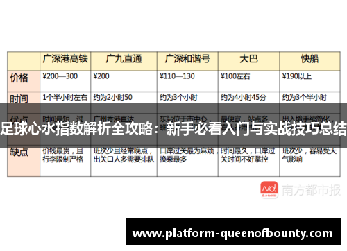 足球心水指数解析全攻略:新手必看入门与实战技巧总结 足球心水指数解析全攻略:新手必看入门与实战技巧总结